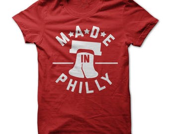 Made In Philly - Philadelphia T-Shirt Design - Red T-shirt with White Print