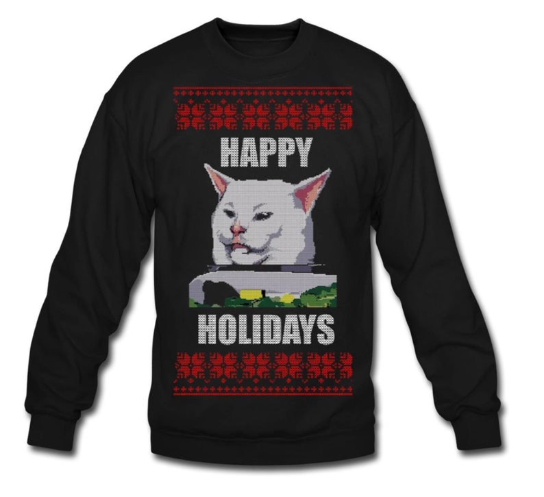 Yelling at Cat Meme Couples Sweatshirt Design Two Sweatshirts image 3