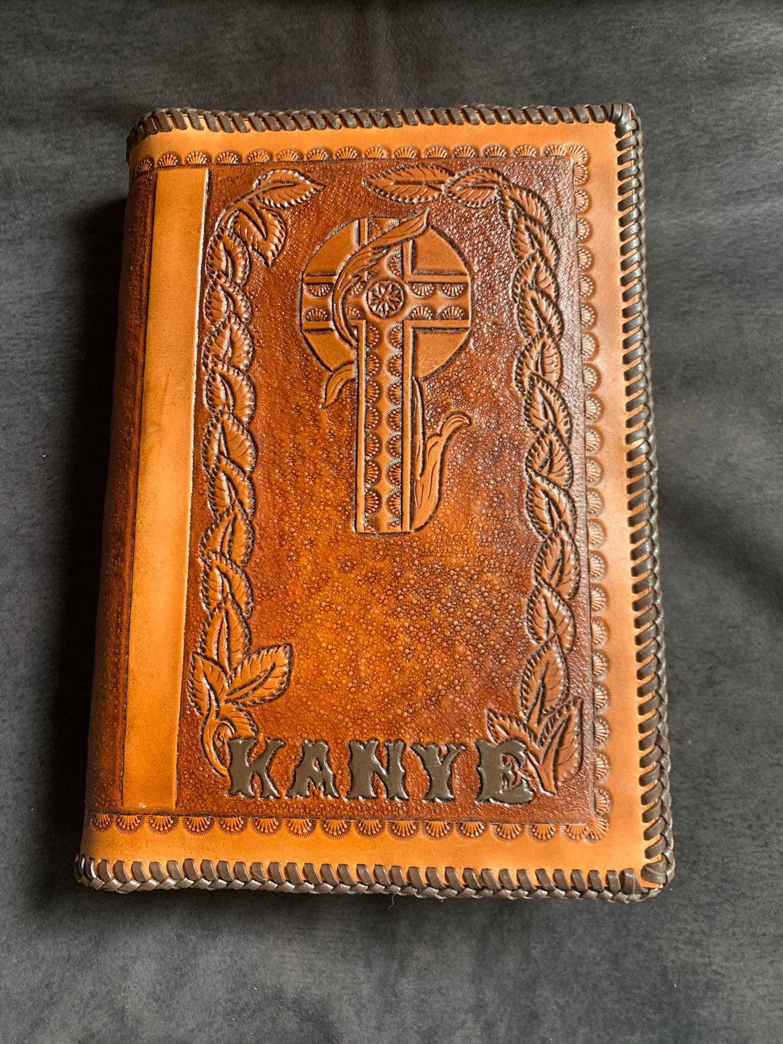 Hand Carved and Stamped Leather Bible Cover Made to Order With Etsy