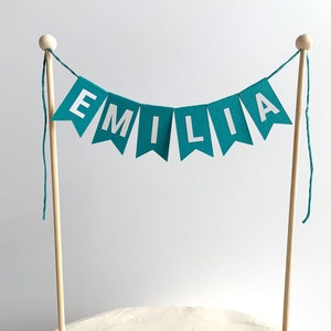Peacock Blue Custom Cake Banner – Personalize Name or Message for Birthday or any Celebration