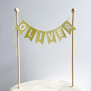 Chartreuse Green – Custom Name Cake Banner - Cake Topper Personalized with Name or Message - Cake Bunting - Adjustable Width