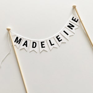 White Custom Cake Banner – Personalize Name or Message for Birthday or any Celebration