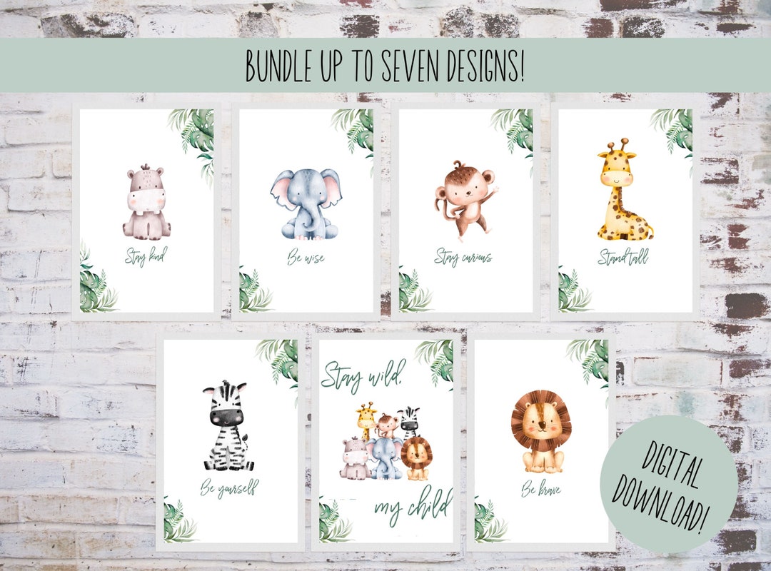 Safari Themed Nursery Prints, Safari Animals Nursery Decor, Safari Animals Digital Download