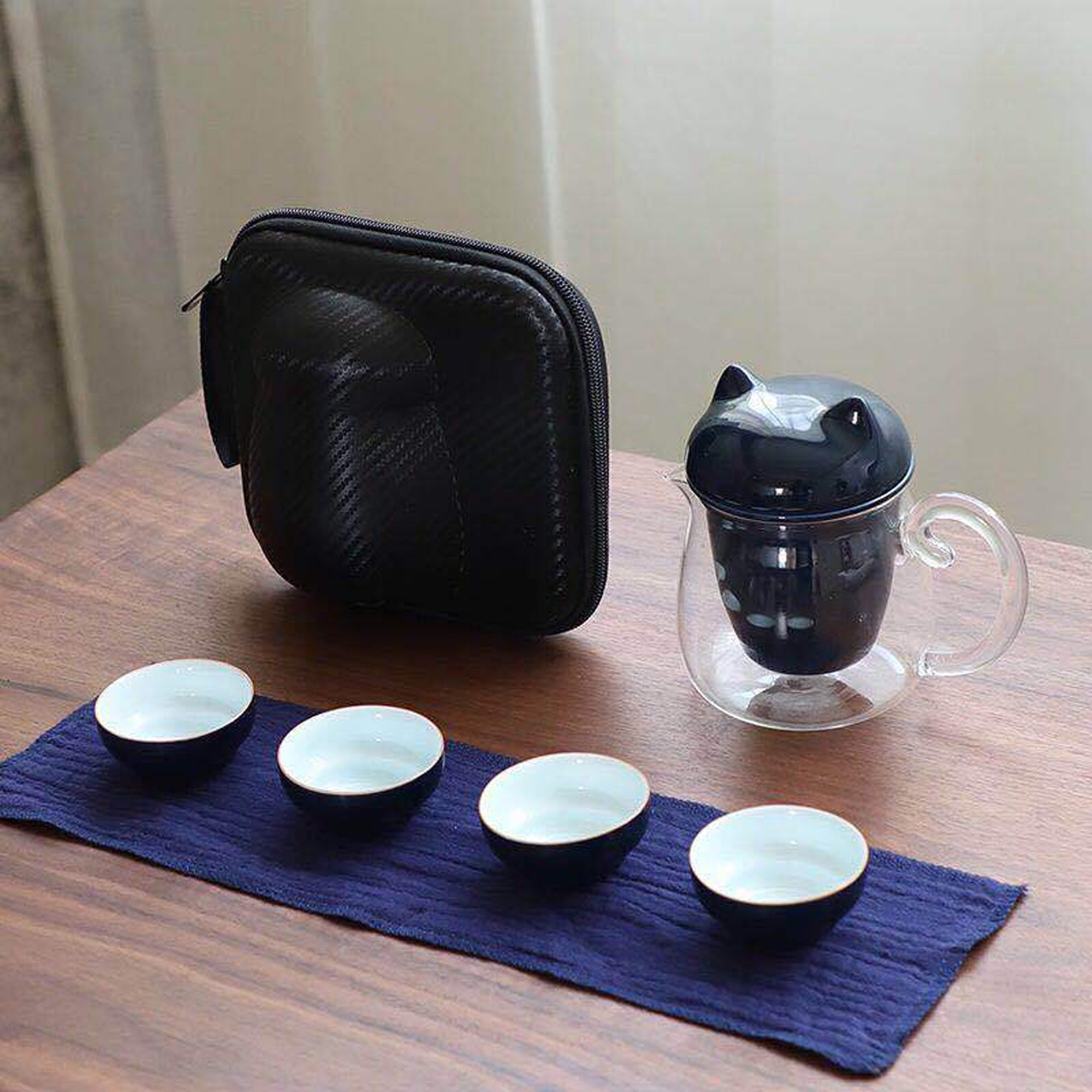 Ceramic Black Cat Tea Set Black Cat Ornament Japanese Etsy