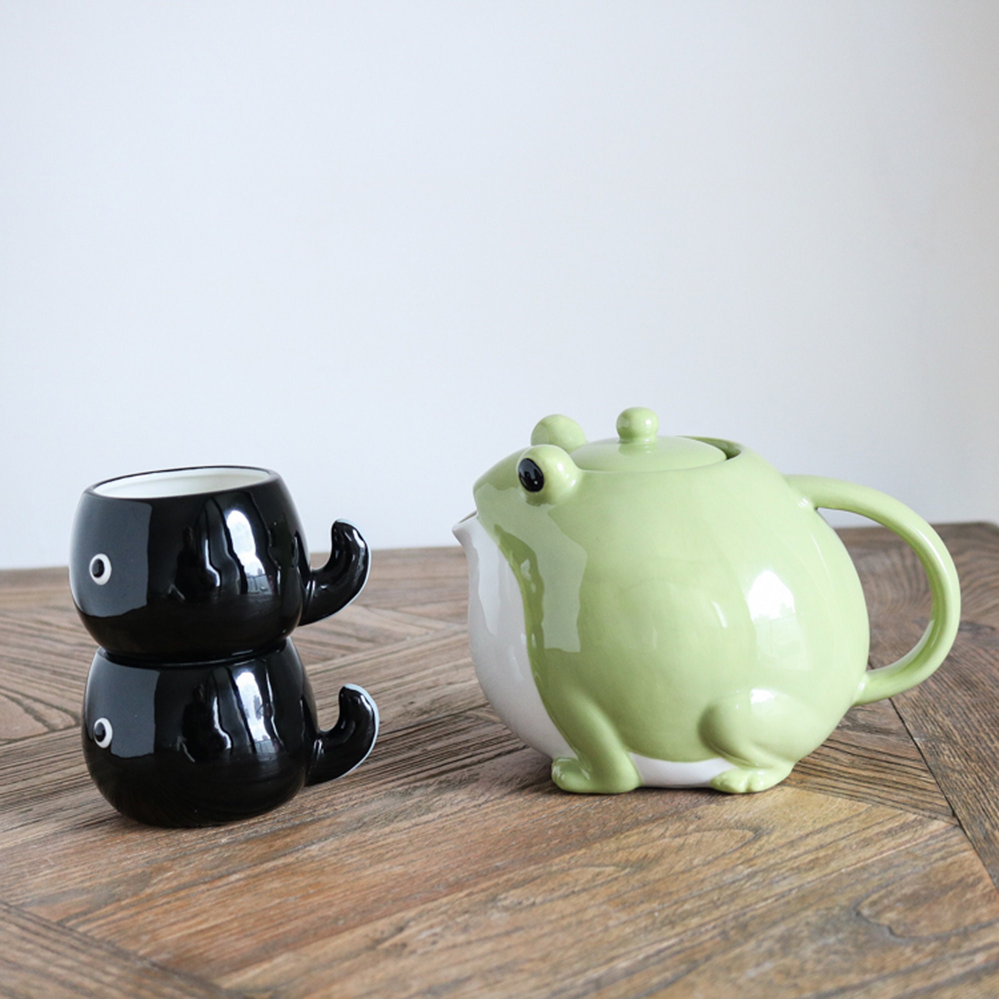 Green Frog Tea Set Ceramic Green Frog Ornament Japanese Etsy