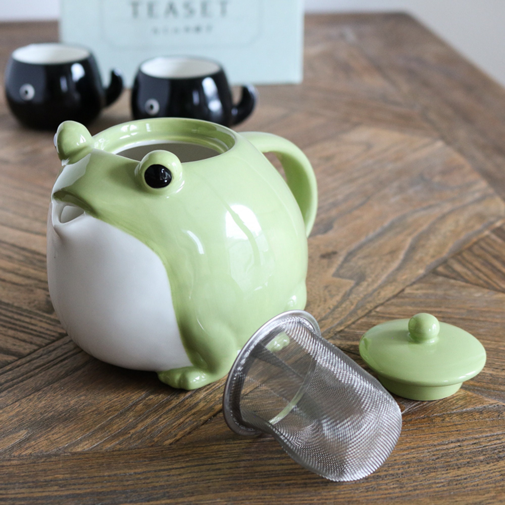 Green Frog Tea Set Ceramic Green Frog Ornament Japanese Etsy