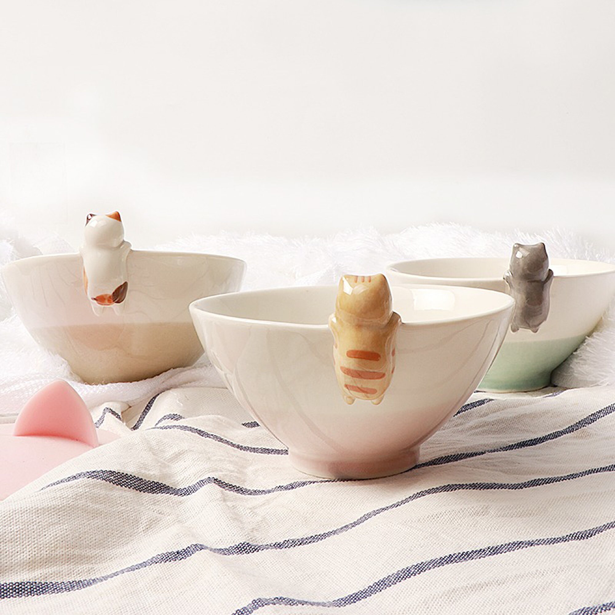 Ceramic Cute Cat Holding on a Bowl Ceramic Orange Cat Bowl Etsy