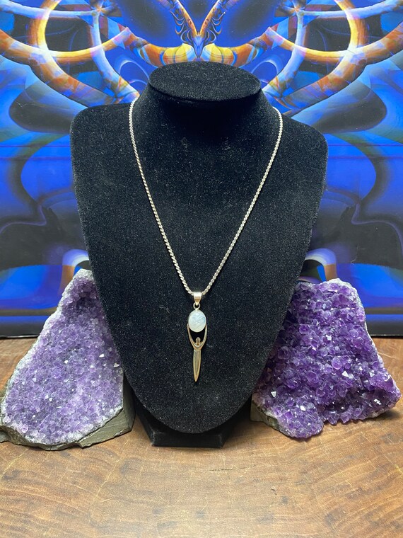 Rainbow moonstone goddess necklace