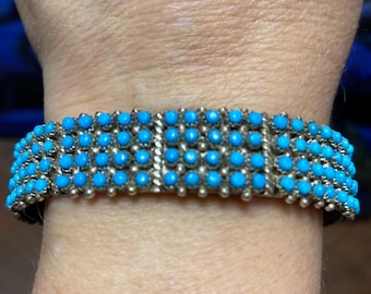 629 Jason and Pearl Zuni Turquoise Snake Eye Cuff Bracelet - Etsy