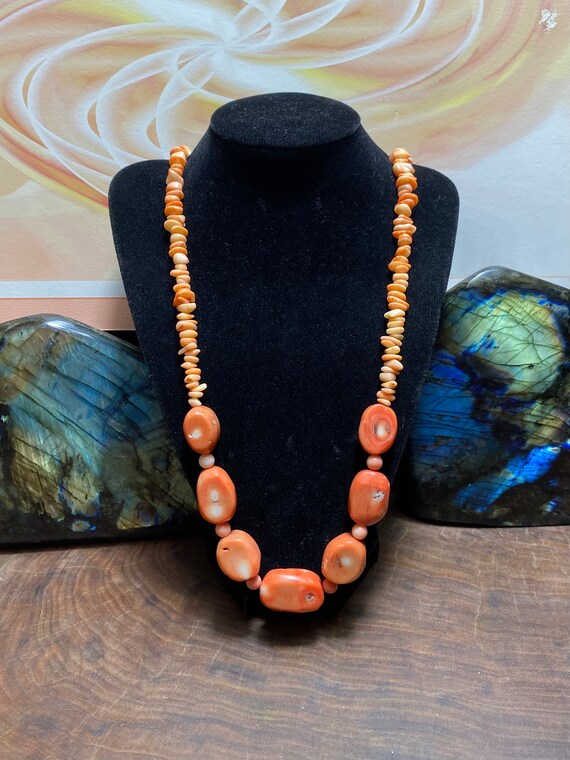 Peach Angel skin, coral necklace