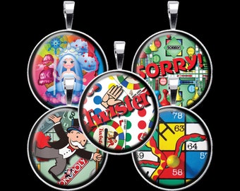 Board Games Digital Collage Sheet, Nostalgia Collage, Fun Kids Games Collage - DCC152- 18mm,20mm,25mm & 30mm Circles-Instant Download