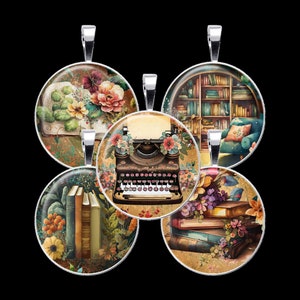 Book Digital Collage Sheet, Library Bottle Cap Collage, Bibliophile Collage - DCC180 - 18mm,20mm,25mm & 30mm Circles-Instant Download