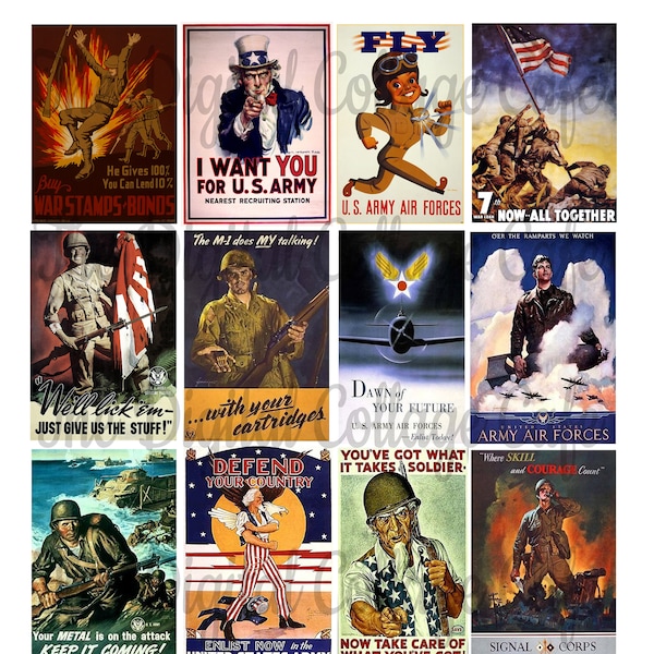 Vintage WWII Posters Digital Collage Sheet - TT - 006 - Instant  Download