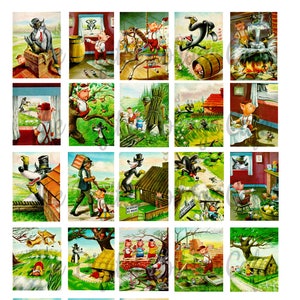 Vintage drei kleine Schweinchen Digital Collage Sheet - TT - 021 - Instant Download