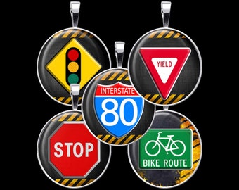 Street Signs Digital Collage Sheet DCC017 - Traffic Signs Digital Collage Sheet,  18mm, 20mm, 25mm and 30mm Rounds - Instant  Download