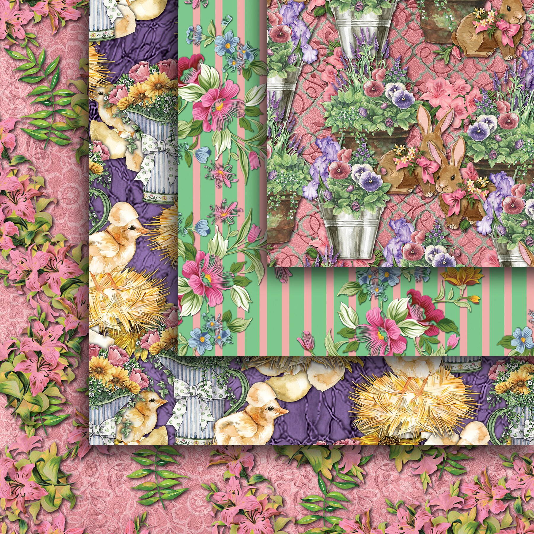 Easter Seamless Digital Paper Pack, Lamb Scrapbook Papers, Chick ...