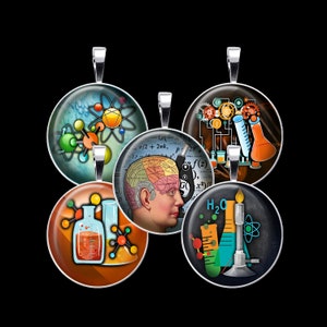 Science Digital Collage Sheet, Chemistry Collage, Biology Collage - DCC078 - 18mm, 20mm, 25mm and 30mm Rounds/Circles - Instant Download
