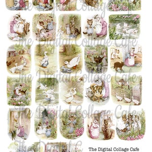 Tom Kitten - av Beatrix Potter - Digitalt collageark - TT - 113 - Direktnedladdning