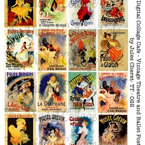 Vintage Theatre and Ballet Posters by Jules Cheret Digital Collage Sheet - TT - 022 - Instant  Download