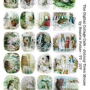Johnny Town Mouse - av Beatrix Potter - Digitalt collageark - TT - 107 - Direkt nedladdning