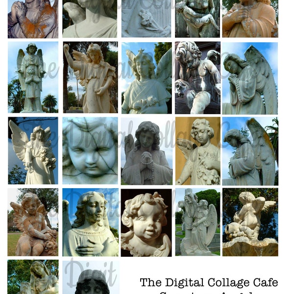 Cemetery Angels Digital Collage Sheet - TT - 070 - Instant  Download