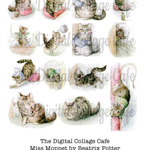 Miss Moppet - Beatrix Potter - Digital Collage Sheet - TT - 087 - Instant  Download