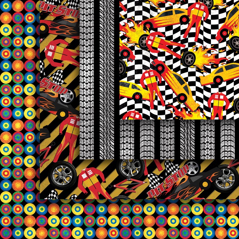 Racing Paper Pattern Race Car Seamless Digital Paper Pack, Nascar Inspired Seamless Pattern ...