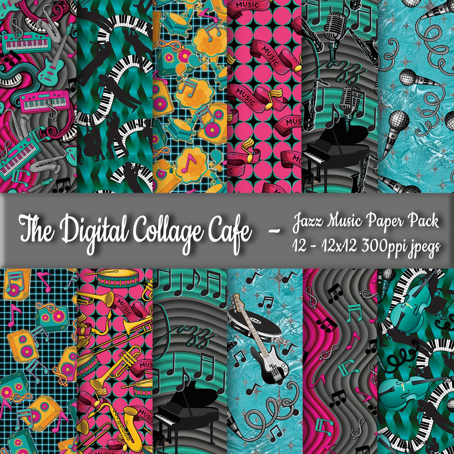 Jazz Music Seamless Digital Paper Pack Musical Instruments - Etsy