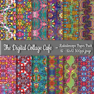 Kaleidoscope Seamless Digital Paper Pack, Stained Glass Seamless Pattern, Abstract Digital Design - DPP125 - 12 -12x12in300ppiJPEG