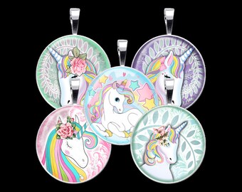 Unicorn Digital Collage Sheet, Magical Creature Collage - DCC080 - 18mm, 20mm, 25mm and 30mm Rounds/Circles - Instant Download