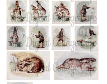 Fierce Rabbit - Beatrix Potter - Digital Collage Sheet - TT - 092 - Instant  Download