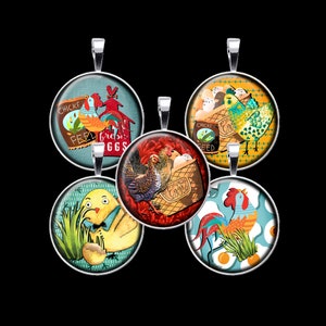Chicken Digital Collage Sheet, Farm Collage, Egg Bottle Cap Collage - DCC158 - 18mm,20mm,25mm & 30mm Circles-Instant Download