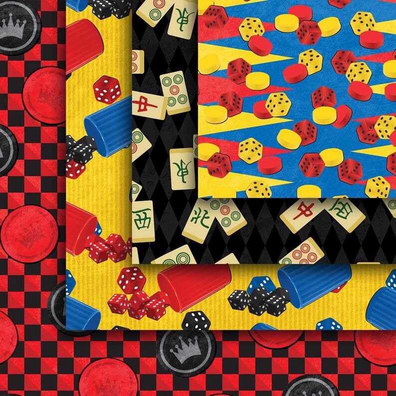 Classic Board Games Seamless Digital Paper Pack, Checkers Seamless ...
