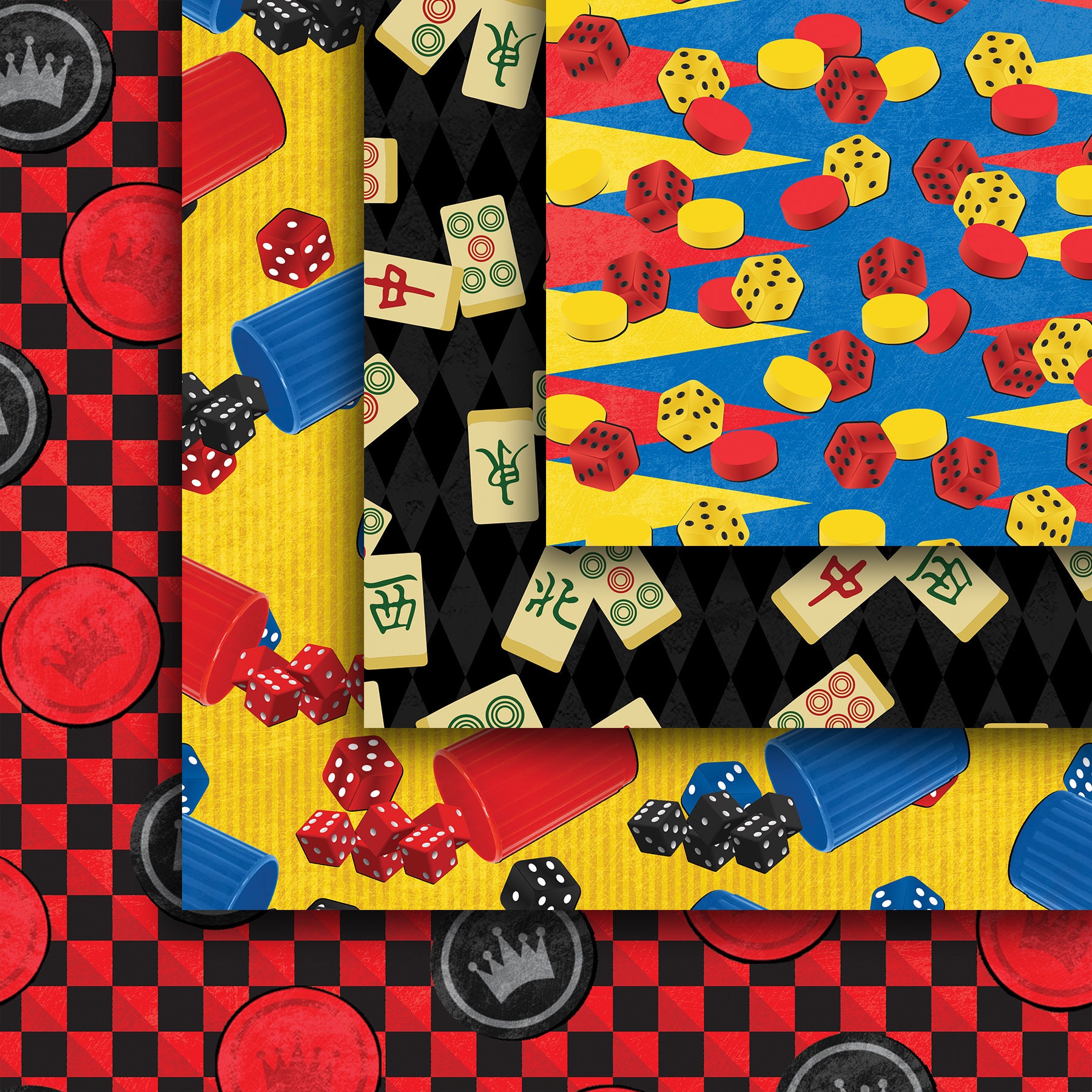 Classic Board Games Seamless Digital Paper Pack, Checkers Seamless ...