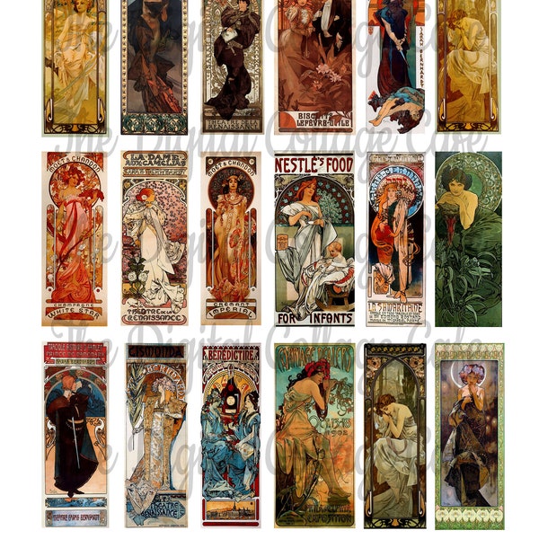 Alphonse Mucha - digitale Collage Blatt - TT - 097 - sofort-Download