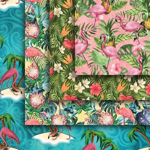 Flamingos 2 Seamless Digital Paper Pack, Flamingo Digital Pattern, Flamingoes Fabric Digital Design, Tropical DPP148-12 12x12in300ppiJPEG image 3