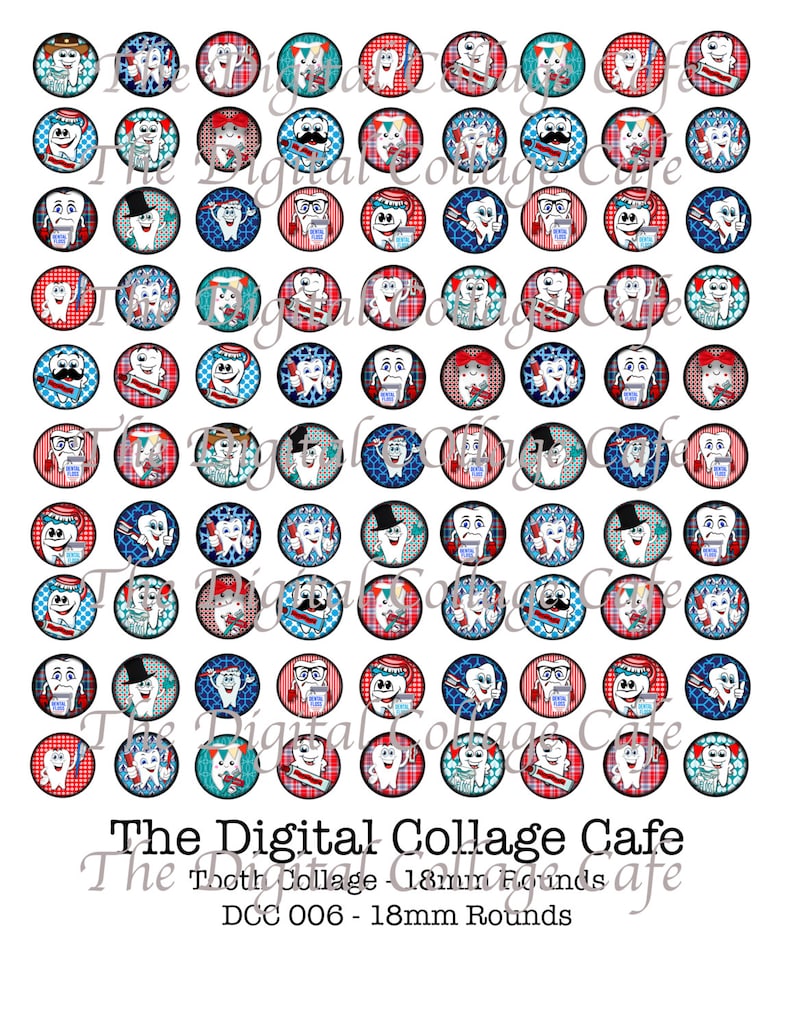 Tooth Digital Collage Sheet DCC006 Dental Hygienist Collage - Etsy