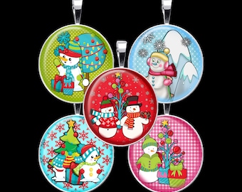 Snowman Digital Collage Sheet - Snowmen Digital Collage - Winter Collage - DCC070 - 18mm, 20mm, 25mm and 30mm Rounds - Instant Download