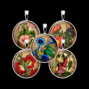 Vintage Blumen Druck digitale Collage Blatt, Collage Floral - DCC091 - 18mm, 20mm, 25mm und 30mm Runden/Kreise - sofort-Download