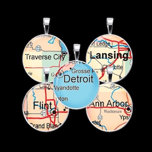 Michigan City Maps Digital Collage Sheet, Michigan Flaschenverschluss Bilder - DCC174 - 18mm, 20mm, 25mm und 30mm Runde/Kreise - Instant Download