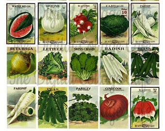 Vintage Vegetable Seed Packets Digital Collage Sheet - TT - 012 - Instant  Download