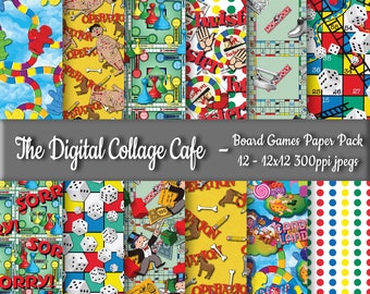 Paquete de papel digital sin costuras para juegos de mesa, diseño digital de juegos de mesa, papel para álbum de recortes de juegos de mesa - DPP106-12 - 12 x 12 pulgadas, 300 ppp, JPEG