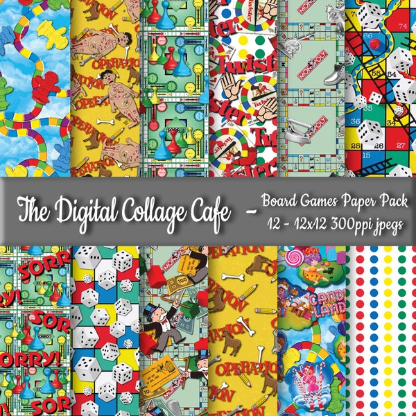 Board Games Seamless Digital Paper Pack, Board Game Digital Design, Board Game Scrapbook Paper - DPP106-12-12x12in 300ppi JPEG