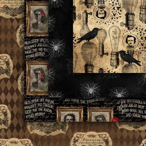 Edgar Allan Poe Seamless Digital Paper Pack, The Raven Digital Pattern, Annabel Lee Fabric Digital Design DPP158 12-12x12in300ppiJPEG image 2