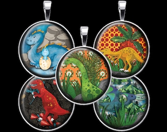 Dinosaur Digital Collage Sheet, Prehistoric Collage, Volcano Collage - DCC129 -18mm, 20mm, 25mm and 30mm Rounds/Circles - Instant Download