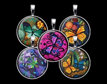 Butterflies Digital Collage Sheet, Steampunk Butterfly Collage - DCC123 - 18mm, 20mm, 25mm and 30mm Rounds/Circles - Instant Download