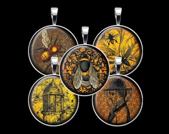 Bee Digital Collage Sheet, Apiary Collage, Bee Keeper Collage - DCC128 -18mm, 20mm, 25mm and 30mm Rounds/Circles - Instant Download