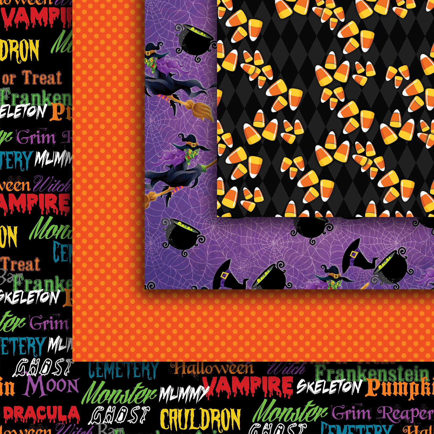 Halloween Seamless Digital Paper Pack, Pumpkin Paper Pack, Witch Paper ...