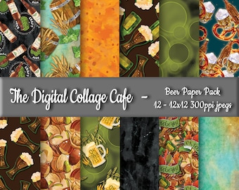 Paquete de papel digital sin costuras, Pretzels Digital Paper Pack, Oktoberfest / Octoberfest Scrapbook Paper - DPP035- 12 - 12x12in 300ppi JPEGs