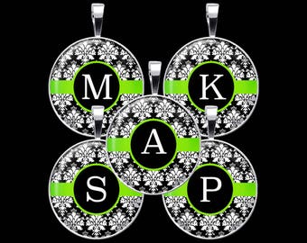 Damask Alphabet in Red Digital Collage Sheet DCC002 - 18mm, 20mm, 25mm and 30mm Rounds or Circles - Immediate Download